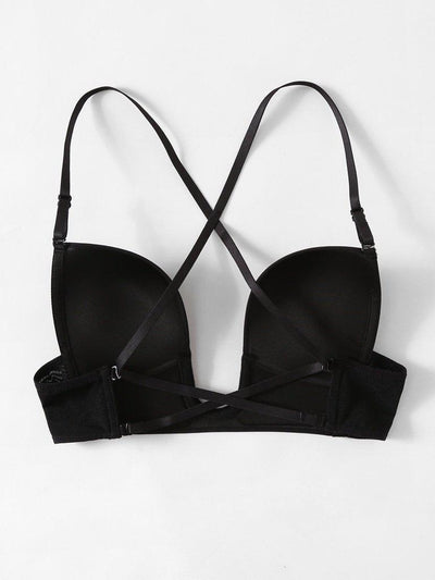 Cross Back U Plunge Bra-lingerie-Des Mess