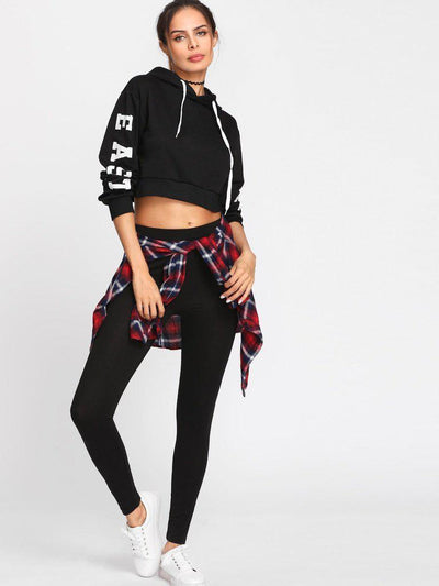 Grommet Detail Contrast Panel Leggings-bottom-Des Mess