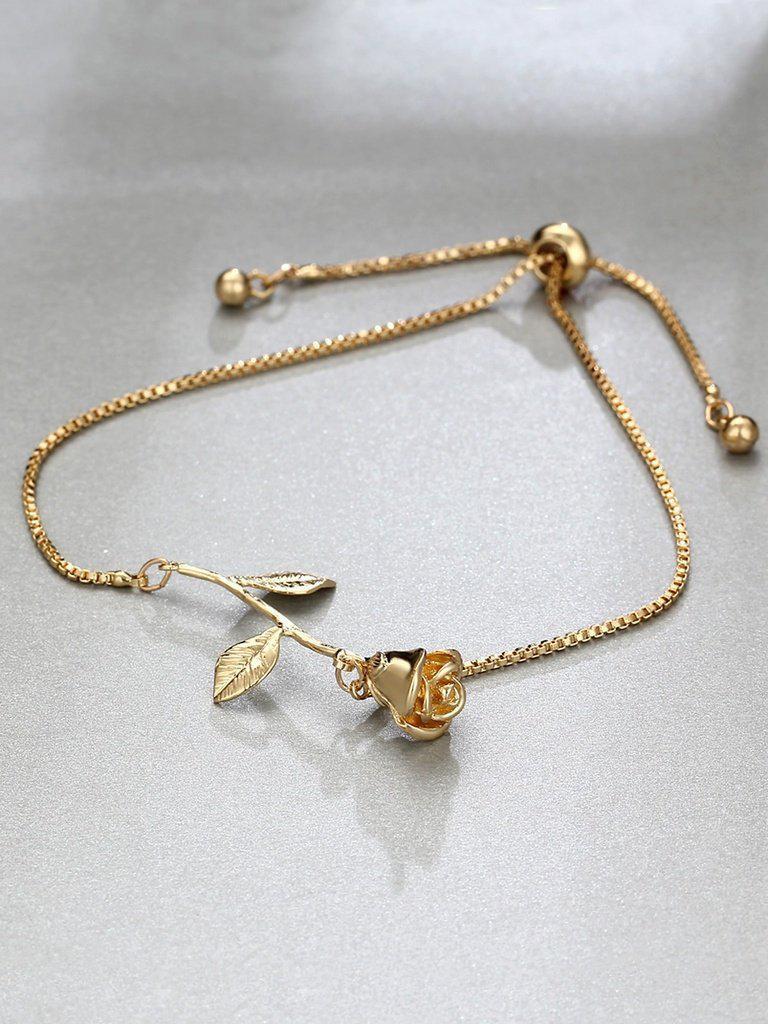 Metal Rose Detail Link Bracelet--Des Mess