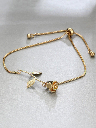 Metal Rose Detail Link Bracelet--Des Mess
