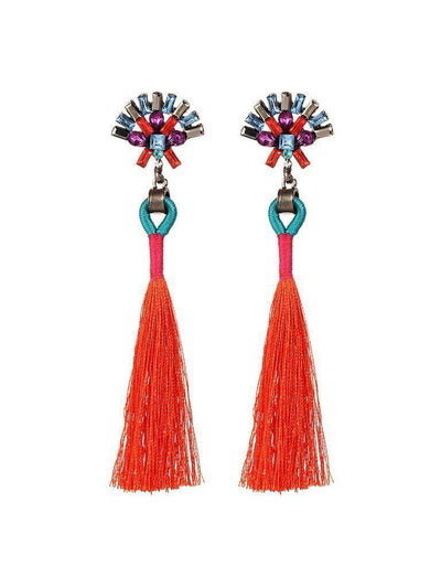 Tassel Drop Earrings With Rhinestone-jewelry-Des Mess