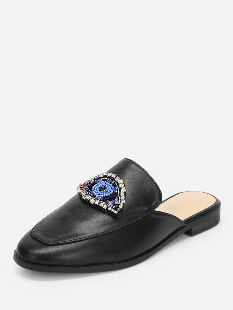 Rhinestone Eye Loafer Mules-shoes-Des Mess