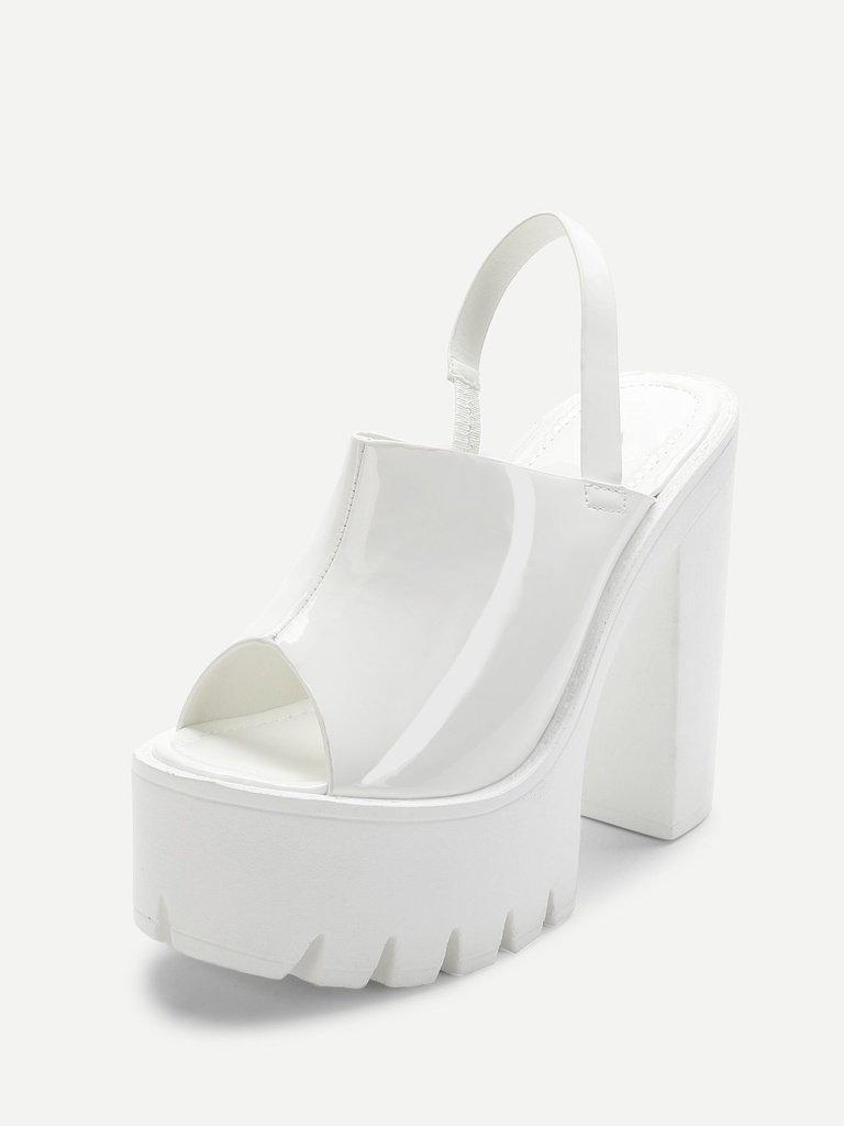 Peep Toe Patent Leather Platform Heels-shoes-Des Mess