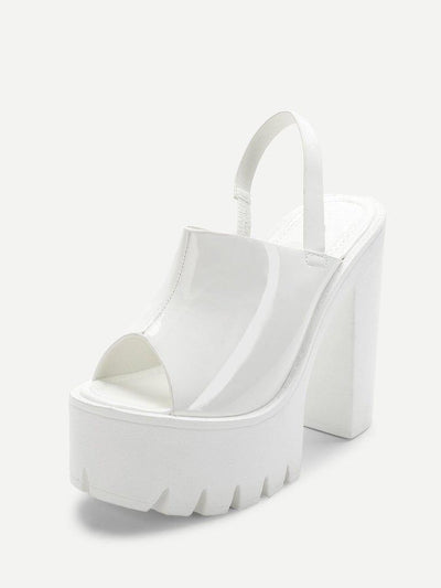 Peep Toe Patent Leather Platform Heels-shoes-Des Mess