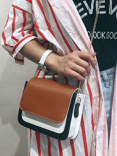 Color Block Flap Chain Bag-accessories-Des Mess
