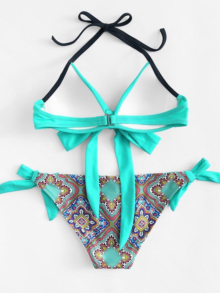 Bow Tie Halter Bikini Set-swimwear-Des Mess