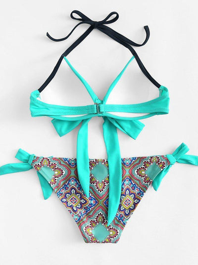 Bow Tie Halter Bikini Set-swimwear-Des Mess