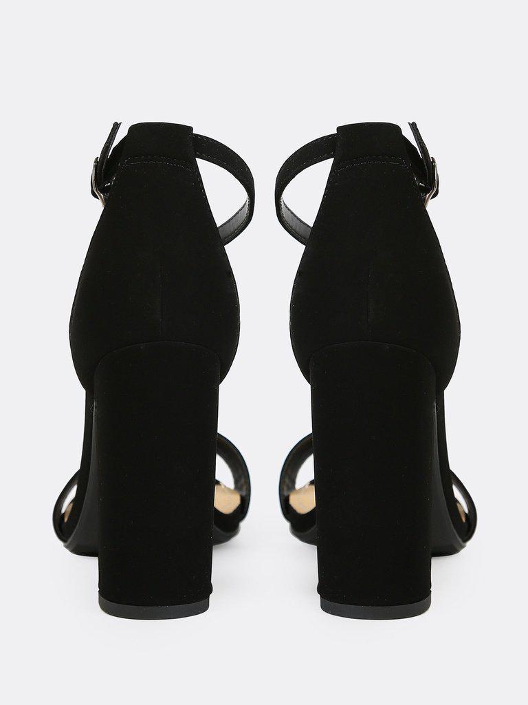 Open Toe Dressy Sandal with Thin Ankle Cuff BLACK-shoes-Des Mess