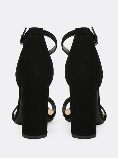 Open Toe Dressy Sandal with Thin Ankle Cuff BLACK-shoes-Des Mess