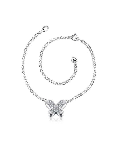 Rhinestone Butterfly Design Link Anklet-jewelry-Des Mess