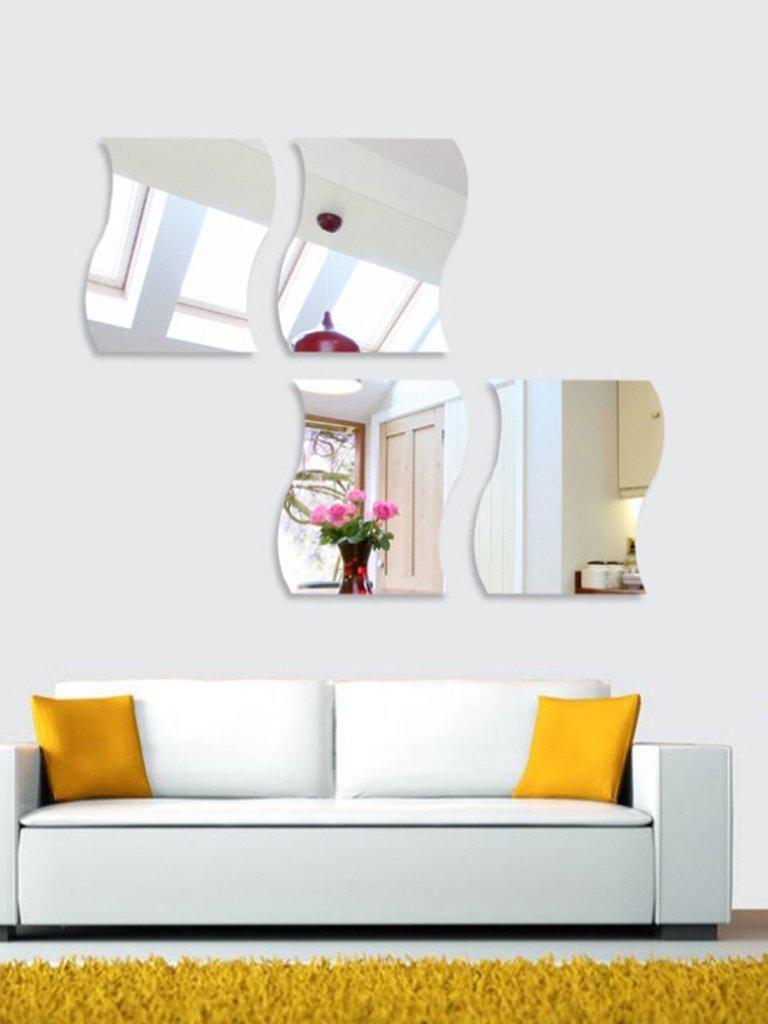 Wave Shape Mirror Wall Sticker Set 6pcs-others-Des Mess