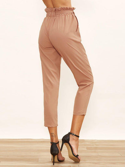 Frill Tie Waist Peg Leg Pants-bottom-Des Mess