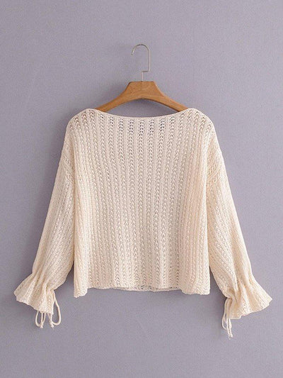 Drop Shoulder Open-Knit Jumper-outerwear-Des Mess