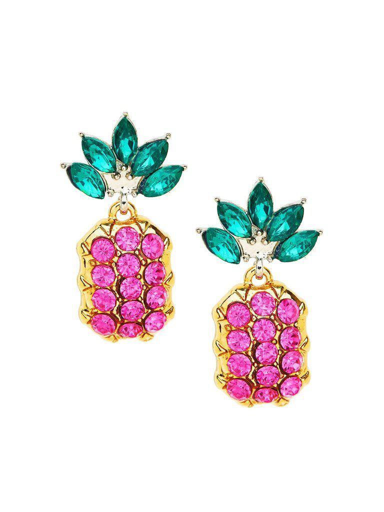 Rhinestone Overlay Pineapple Shaped Earrings-jewelry-Des Mess