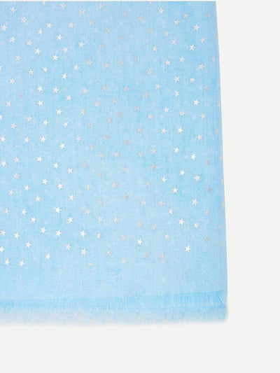 Metallic Star Print Raw Edge Scarf-accessories-Des Mess