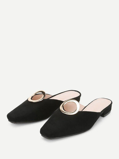 Ring Front Square Toe Suede Flats-shoes-Des Mess