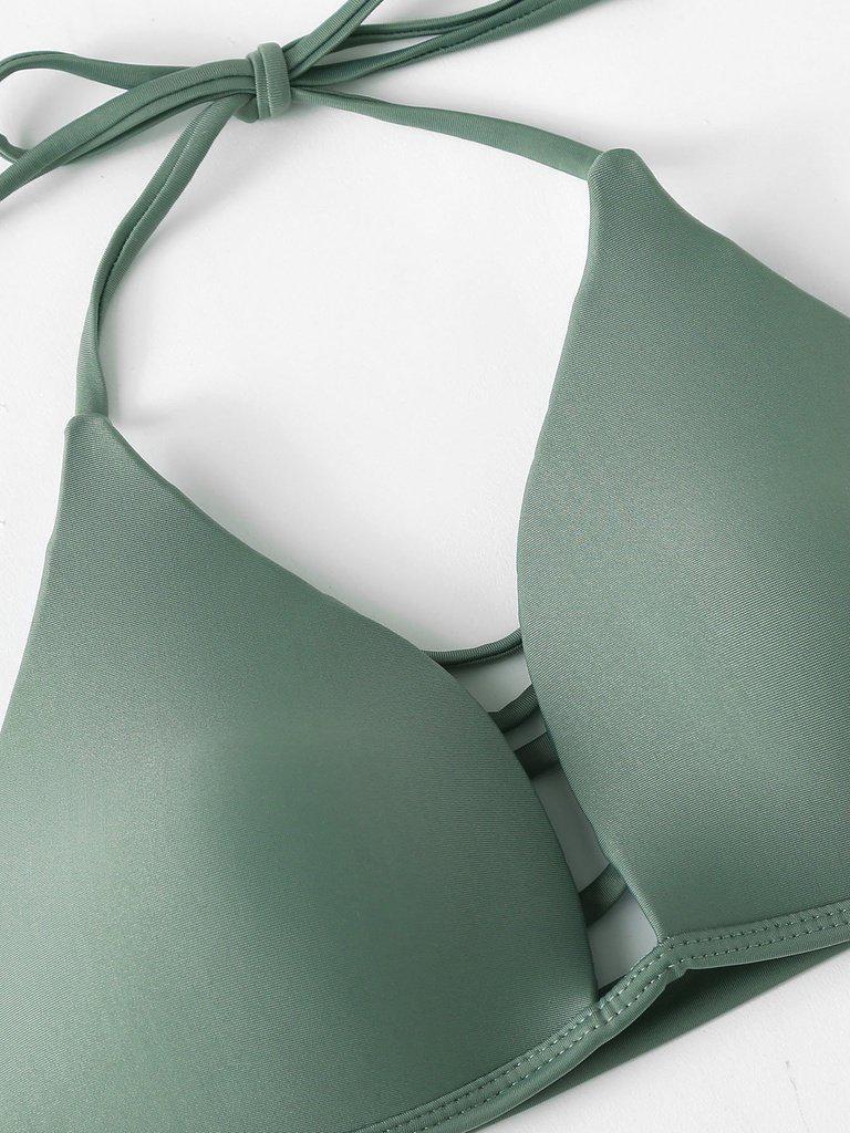 Self Tie Plain Bikini Set--Des Mess