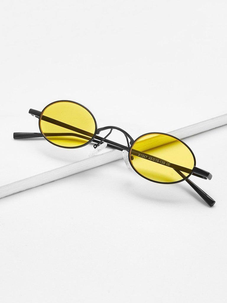 Oval Flat Lens Retro Sunglasses-accessories-Des Mess