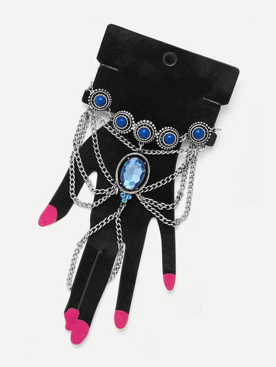 Rhinestone Detail Link Bracelet With Toe Ring--Des Mess