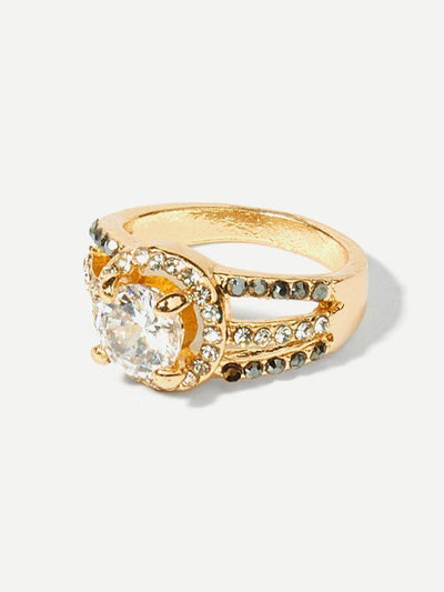 Rhinestone Decorated Layered Ring-jewelry-Des Mess