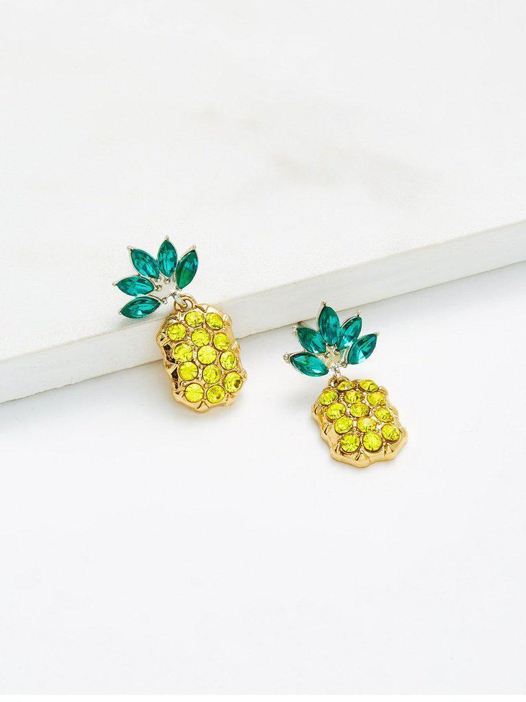 Rhinestone Overlay Pineapple Shaped Earrings-jewelry-Des Mess