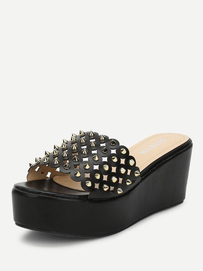 Rivet Cut Out Sandals-shoes-Des Mess