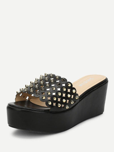 Rivet Cut Out Sandals-shoes-Des Mess