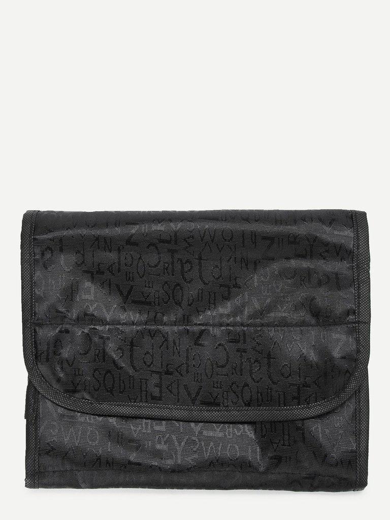 Letter Print Flap Makeup Bag-makeup-Des Mess