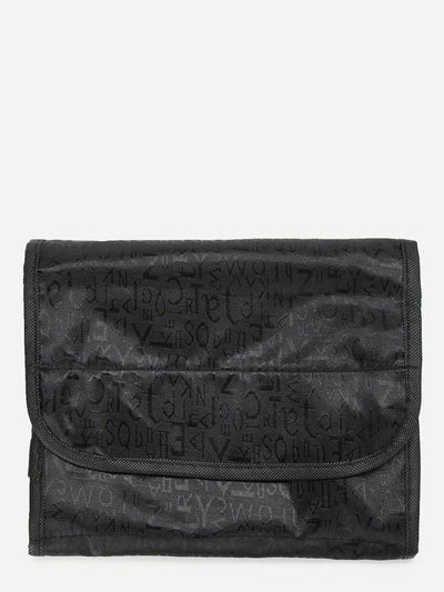 Letter Print Flap Makeup Bag-makeup-Des Mess