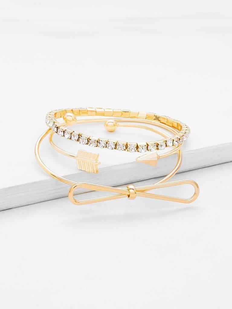Rhinestone & Knot Design Bracelet Set--Des Mess