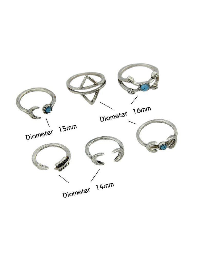 6 Pcs/Set Moon Horn Shape Knuckle Rings-jewelry-Des Mess