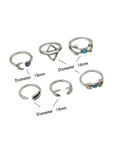 6 Pcs/Set Moon Horn Shape Knuckle Rings-jewelry-Des Mess