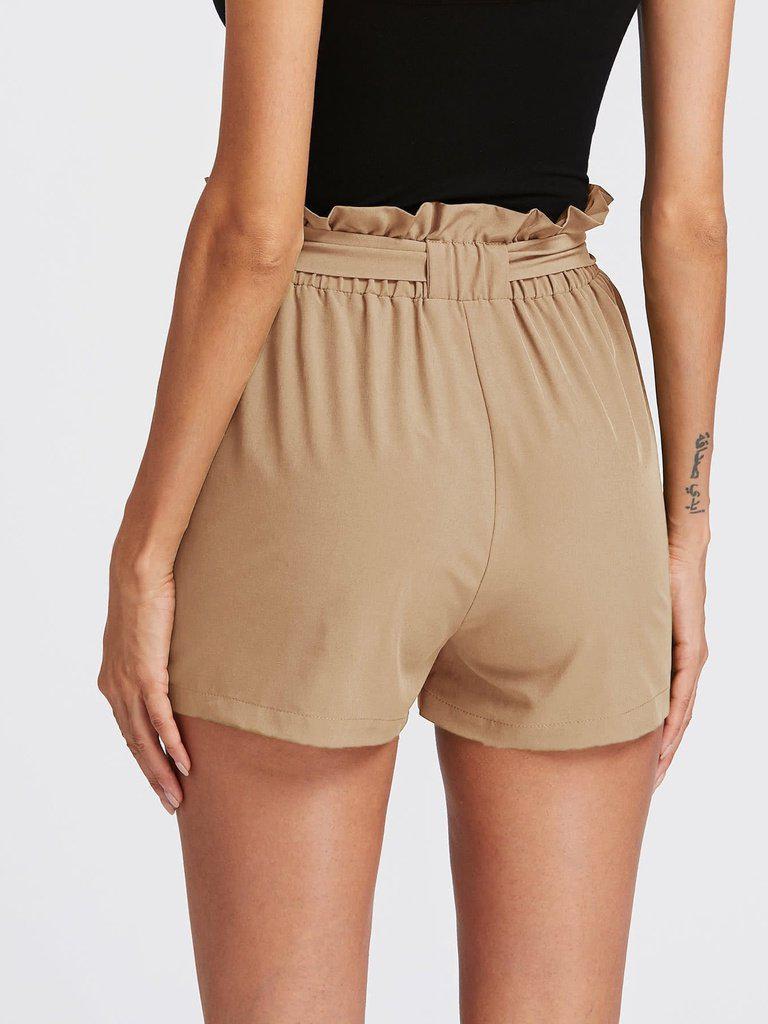 Self Tie Ruffle Waist Shorts-bottom-Des Mess