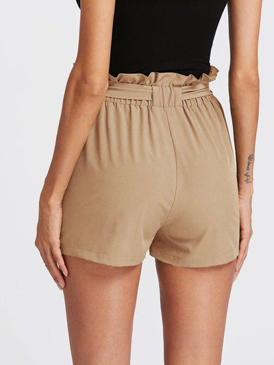 Self Tie Ruffle Waist Shorts-bottom-Des Mess