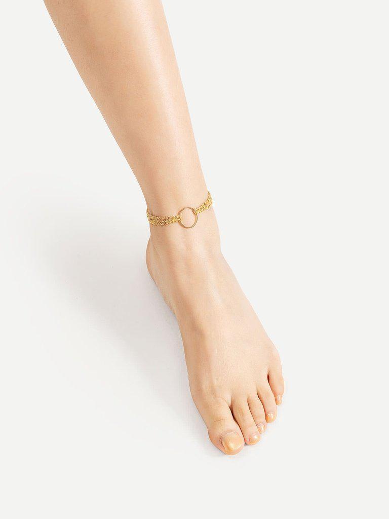 Ring Front Layered Chain Anklet-jewelry-Des Mess
