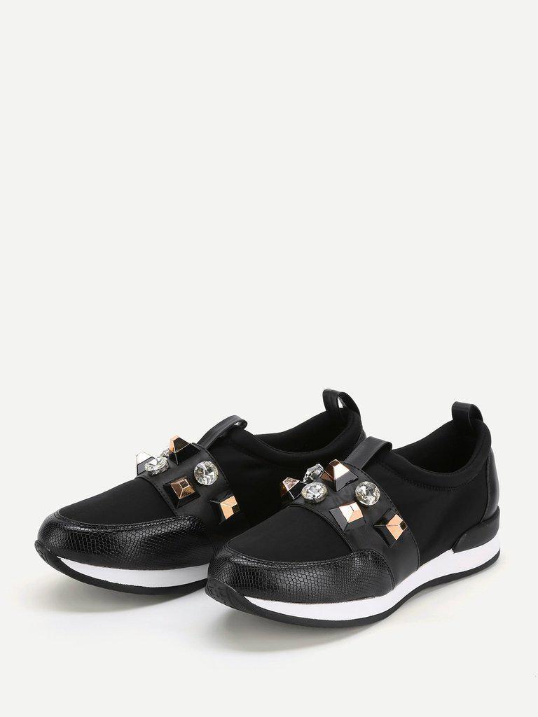 Studded Detail Low Top Sports Trainers-sportswear-Des Mess