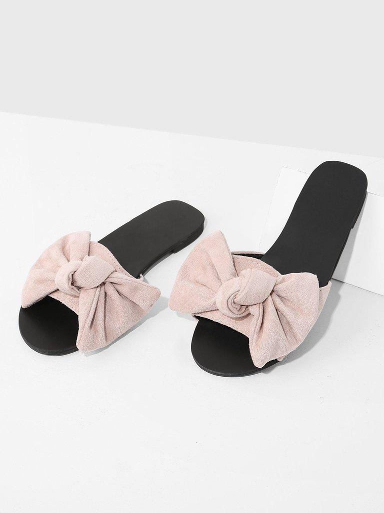 Bow Detail Flat Sandals-shoes-Des Mess