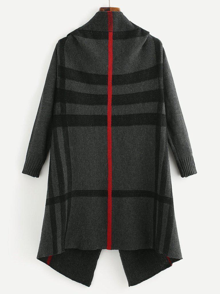 Tartan Plaid Waterfall Cardigan-outerwear-Des Mess