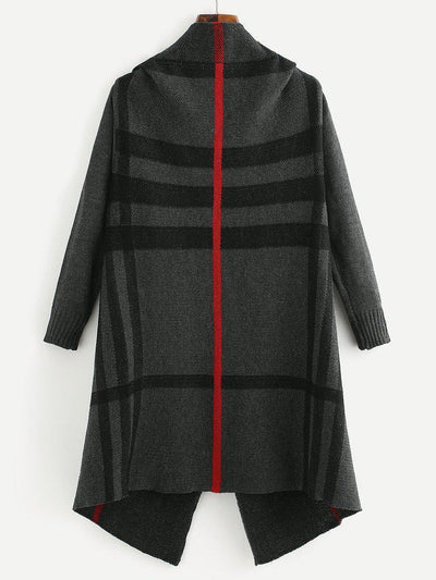 Tartan Plaid Waterfall Cardigan-outerwear-Des Mess