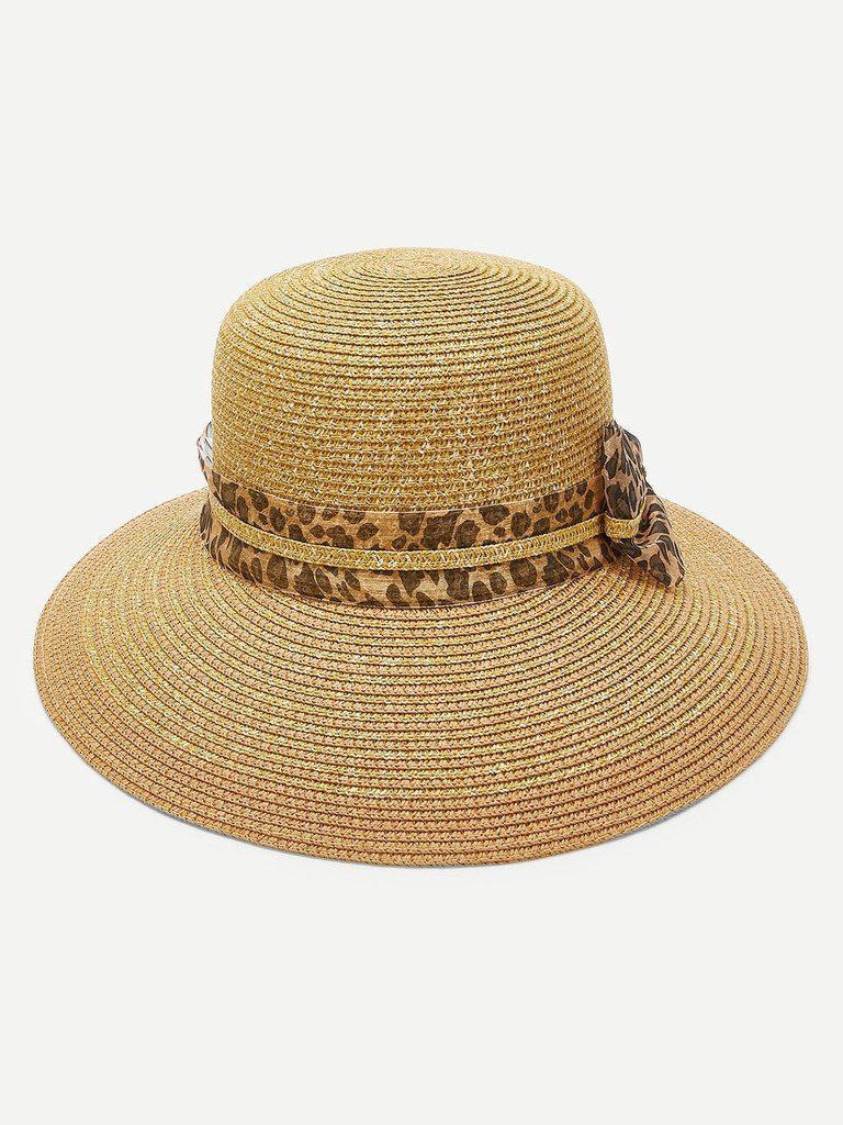 Leopard Bow Decorated Straw Hat--Des Mess