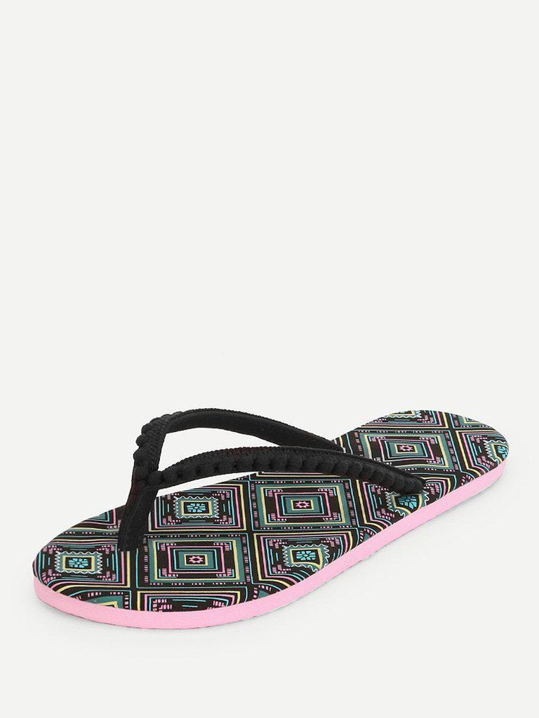Pom Pom Front Flip Flops-shoes-Des Mess