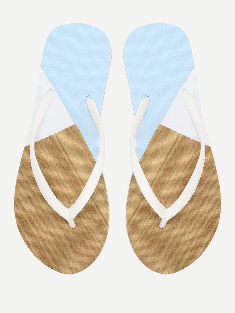Color Block Flip Flops-shoes-Des Mess