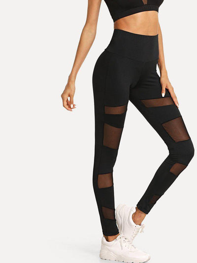 Contrast Mesh Sport Leggings-sportswear-Des Mess