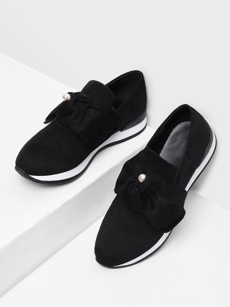 Bow Decorated Low Top Sneakers-shoes-Des Mess