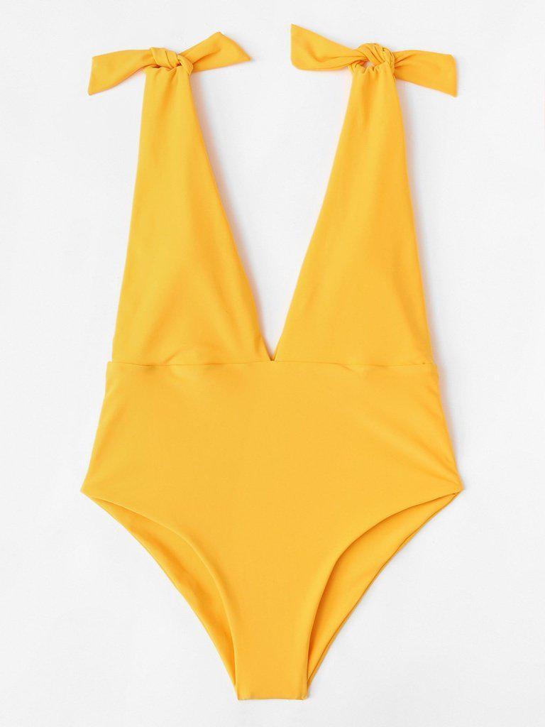 V Plunge Knot Swimsuit-swimwear-Des Mess