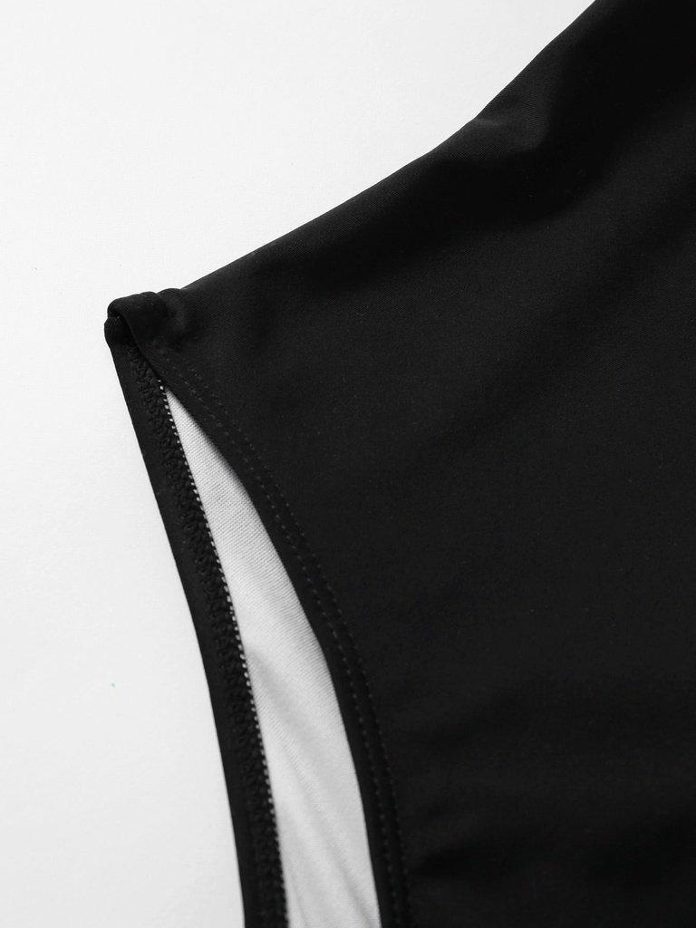 Cross Back Ruched Detail Plunge Swimsuit-swimwear-Des Mess