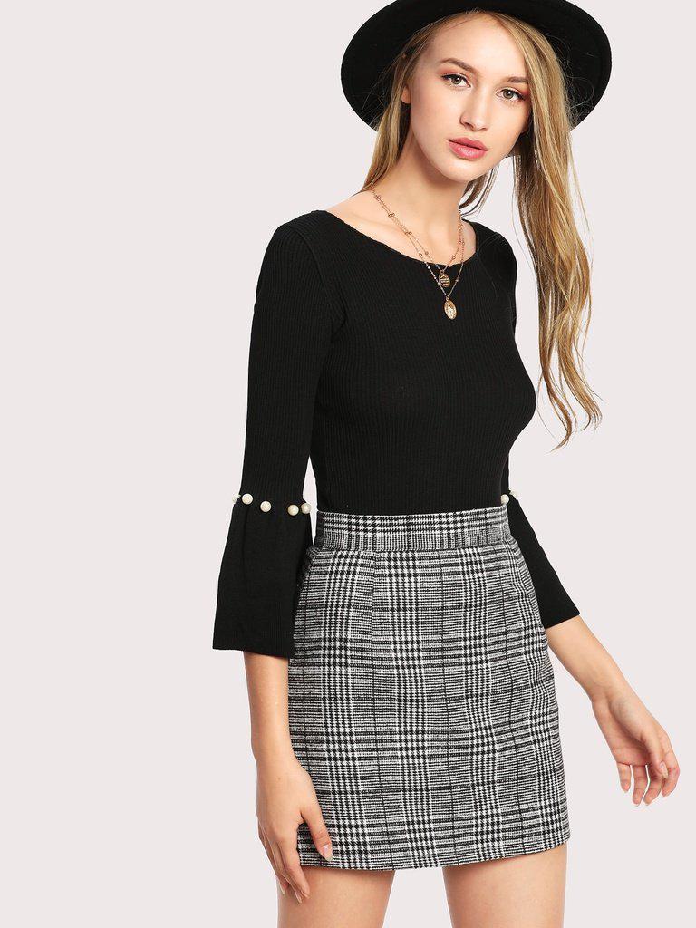 Wales Check Zip Back Skirt-bottom-Des Mess