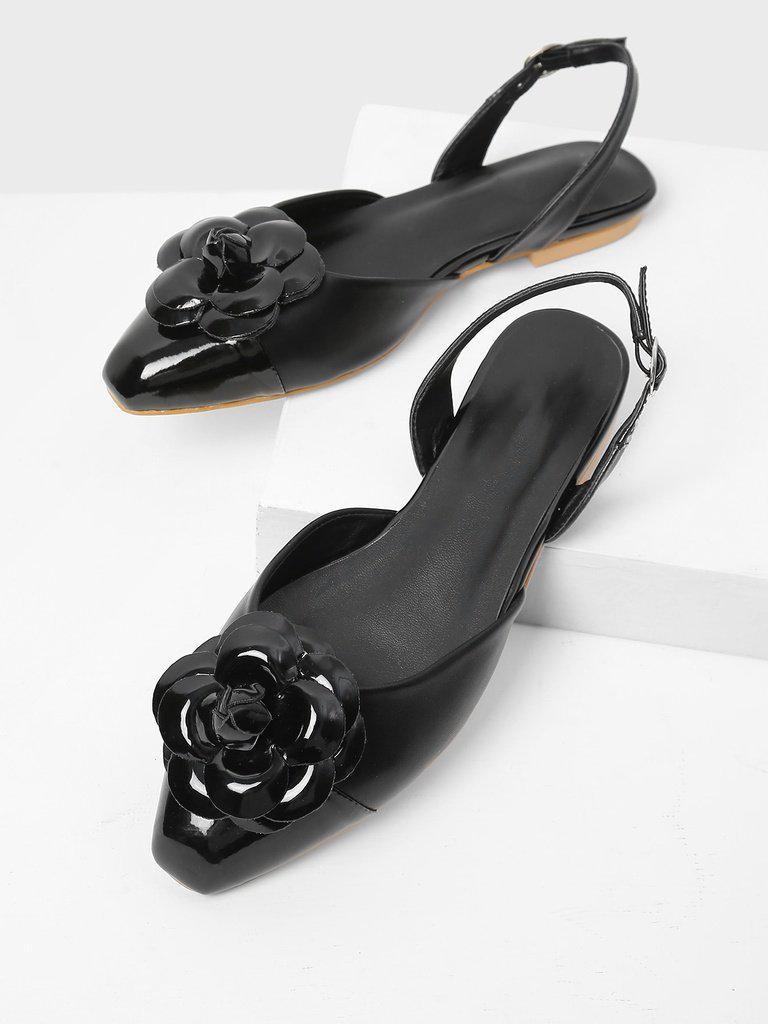 Flower Decorated Slingback Flats-shoes-Des Mess