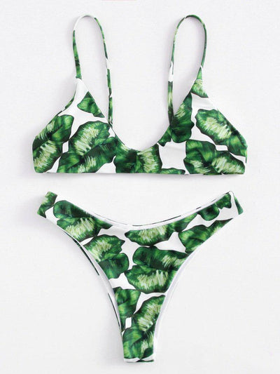 Jungle Print High Leg Bikini Set-swimwear-Des Mess