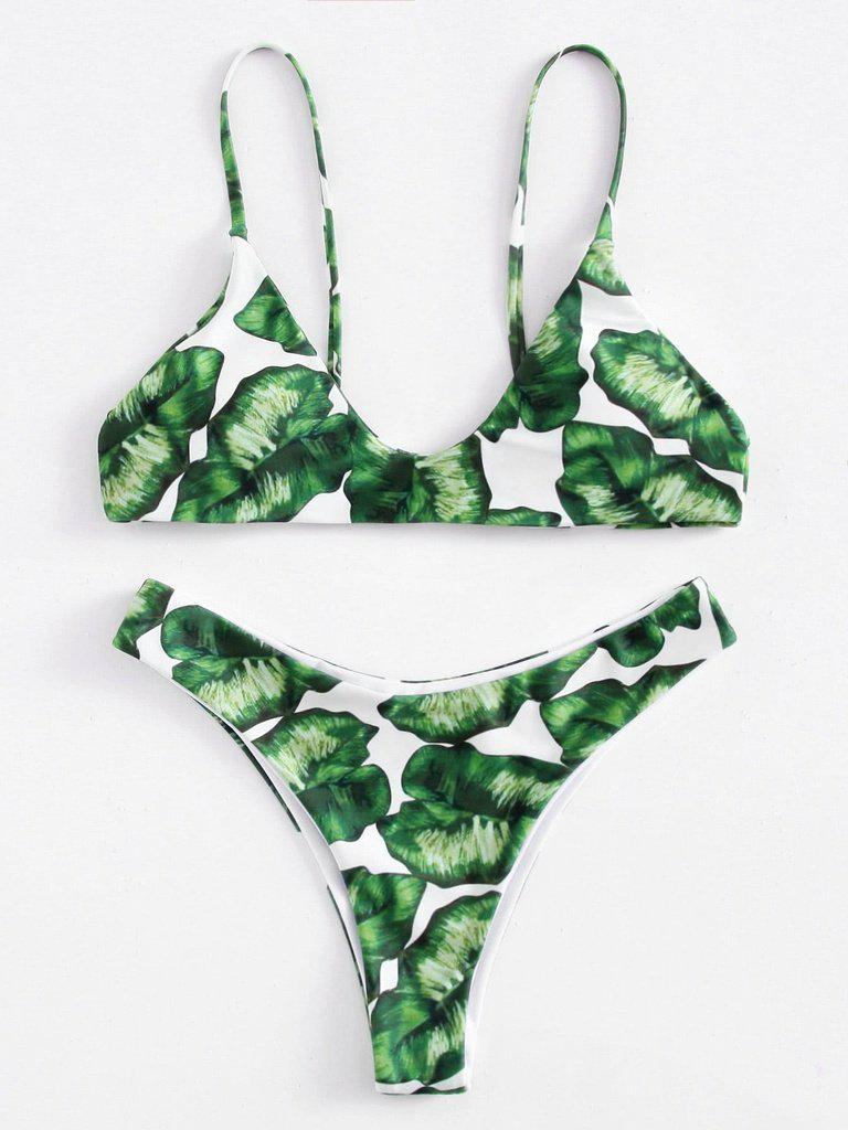 Jungle Print High Leg Bikini Set-swimwear-Des Mess